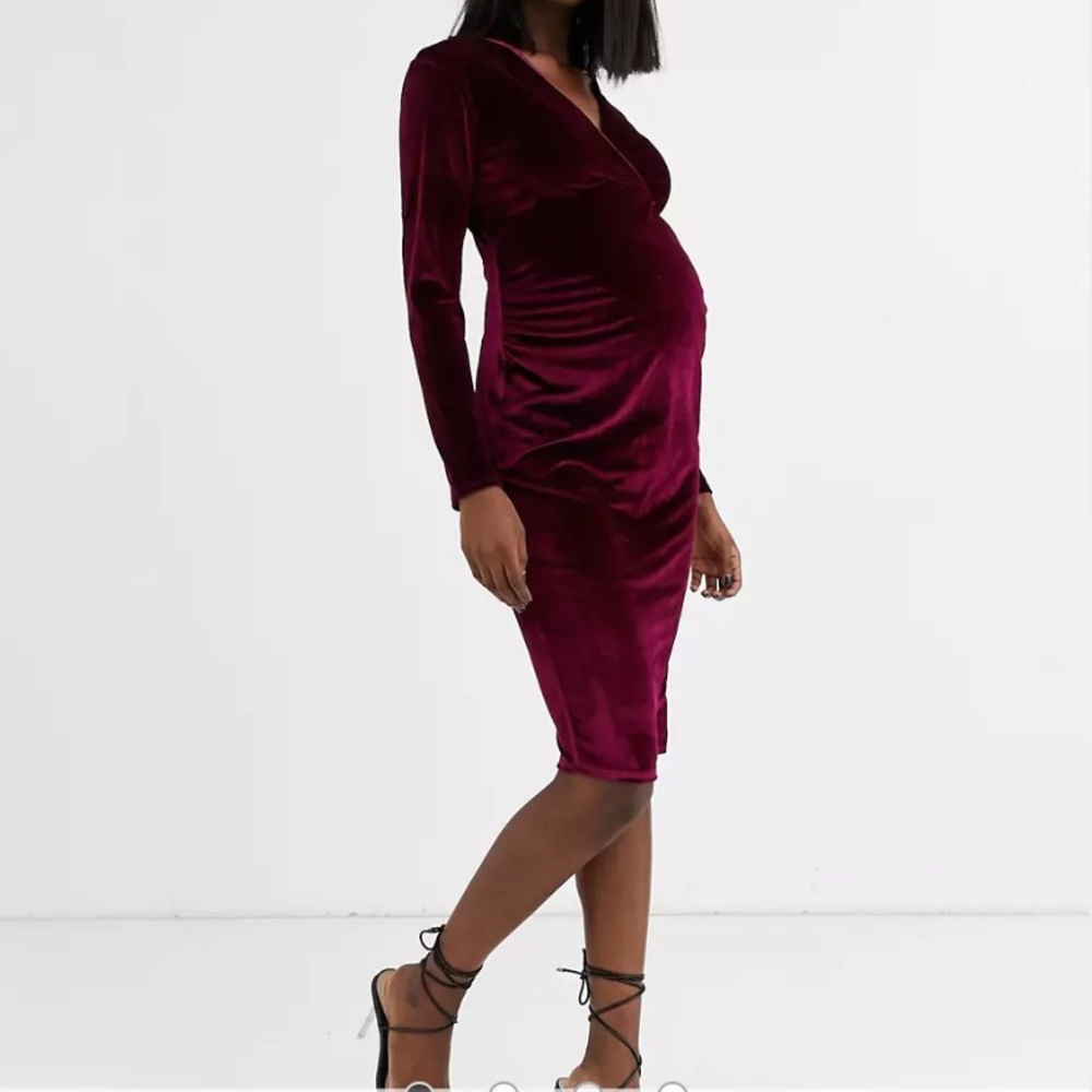 Holiday velvet merlot Maternity dress